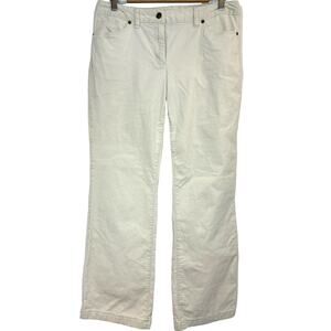 Lands’ End Women's White Fit 2 Mid Rise Corduroy Straight Pants Size 10